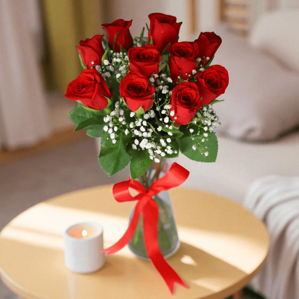 red roses vase