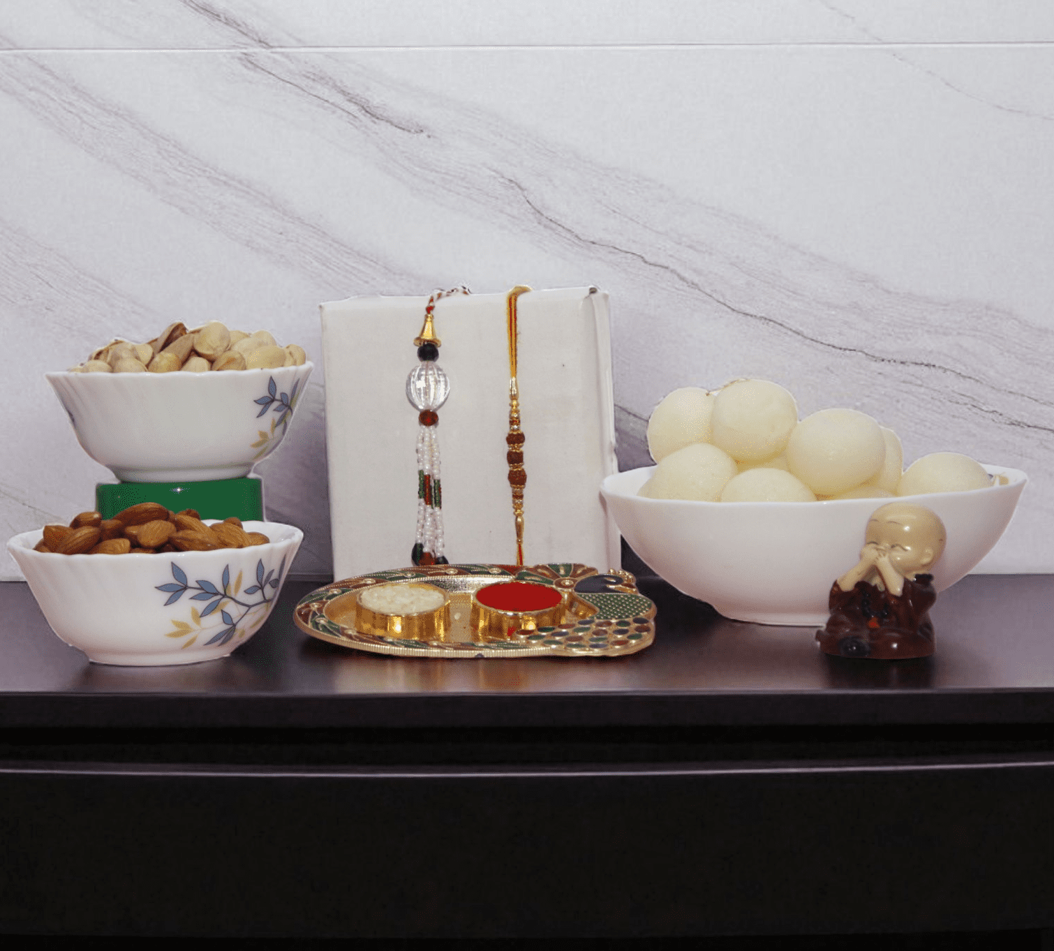 Rakhi With Chocolate & Dry Fruit Royal Sweet Hamper Rasgulla Dry Fruits