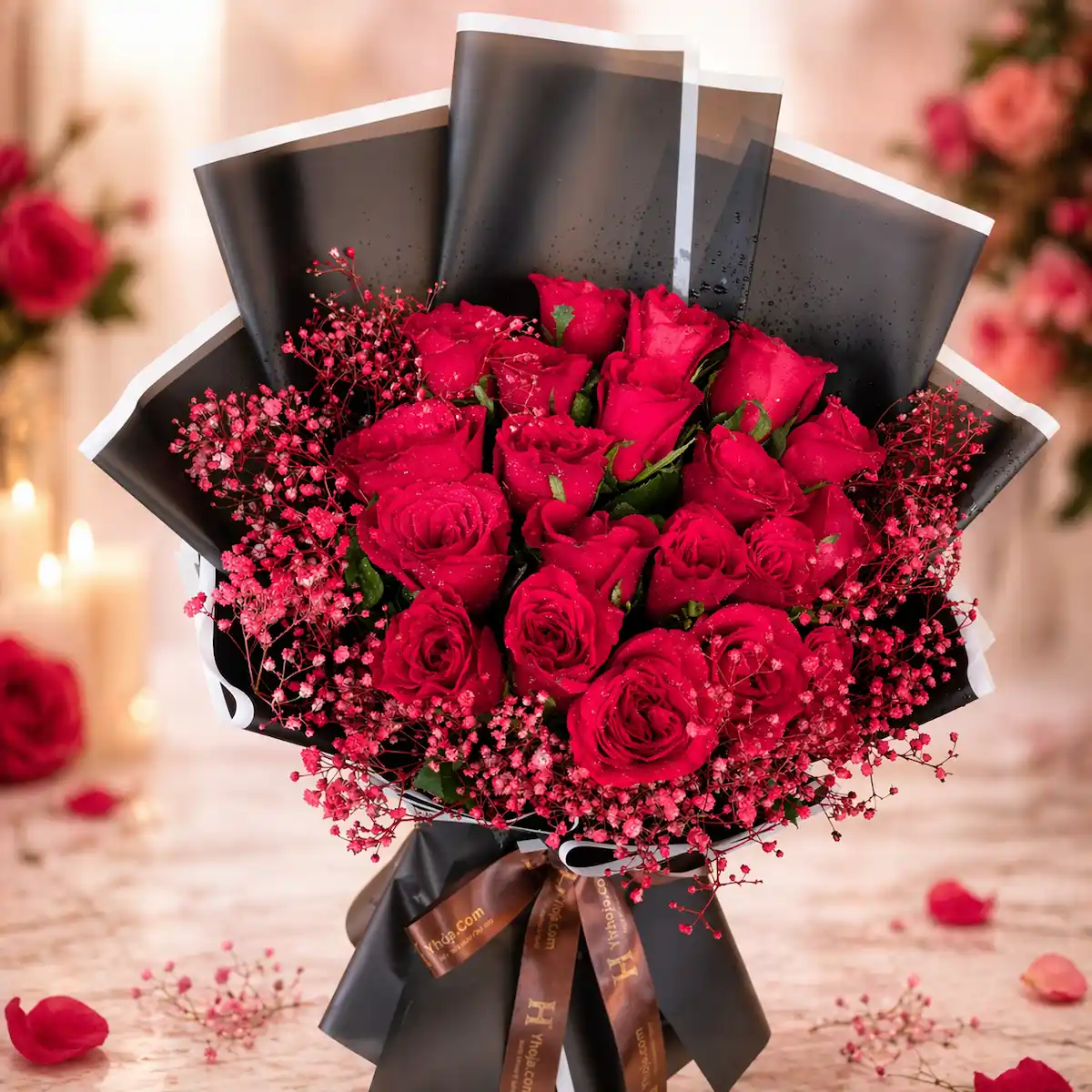 Luxury Velvet Red Roses Arrangement
